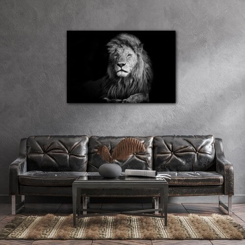 Obraz Lion black and white - 90 x 60 cm