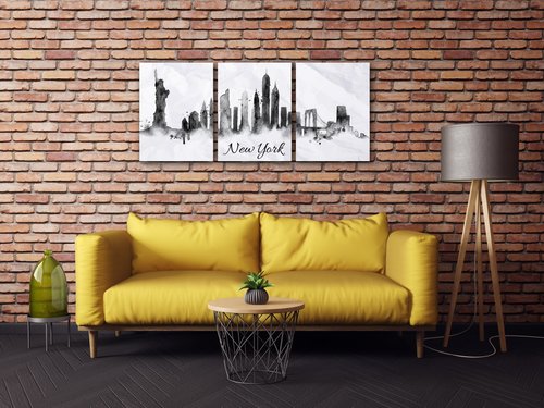 Obraz New York panorama - 90 x 40 cm (3-częściowy)