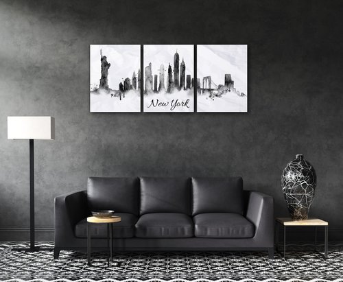 Obraz New York panorama - 90 x 40 cm (3-częściowy)