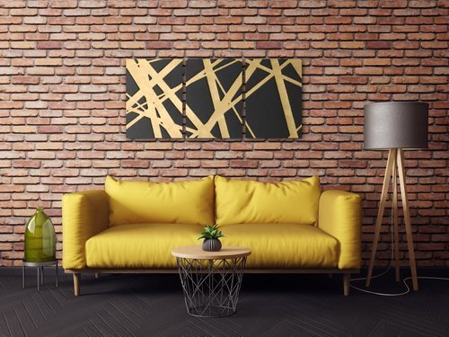 Obraz Abstract golden lines - 150 x 70 cm (3-częściowy)