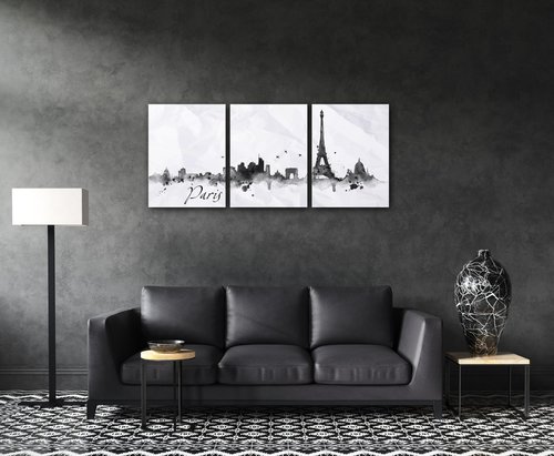 Obraz Paris panorama - 90 x 40 cm (3-częściowy)