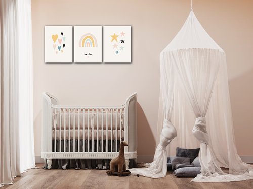 Obraz Cute rainbow baby decor - 90 x 40 cm (3-częściowy)