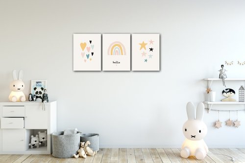 Obraz Cute rainbow baby decor - 90 x 40 cm (3-częściowy)