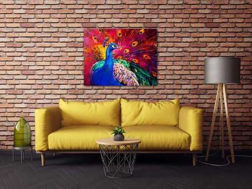 Obraz Colorful Peacock - 90 x 70 cm