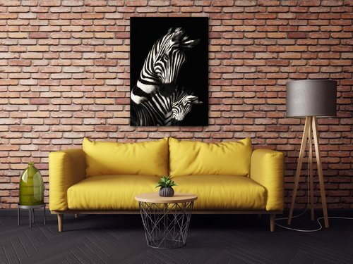 Obraz Zebras black and white - 50 x 70 cm