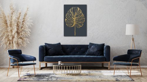 Obraz Golden leaf dark background - 50 x 70 cm