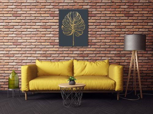 Obraz Golden leaf dark background - 70 x 90 cm