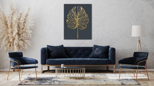 Obraz Golden leaf dark background - 70 x 90 cm