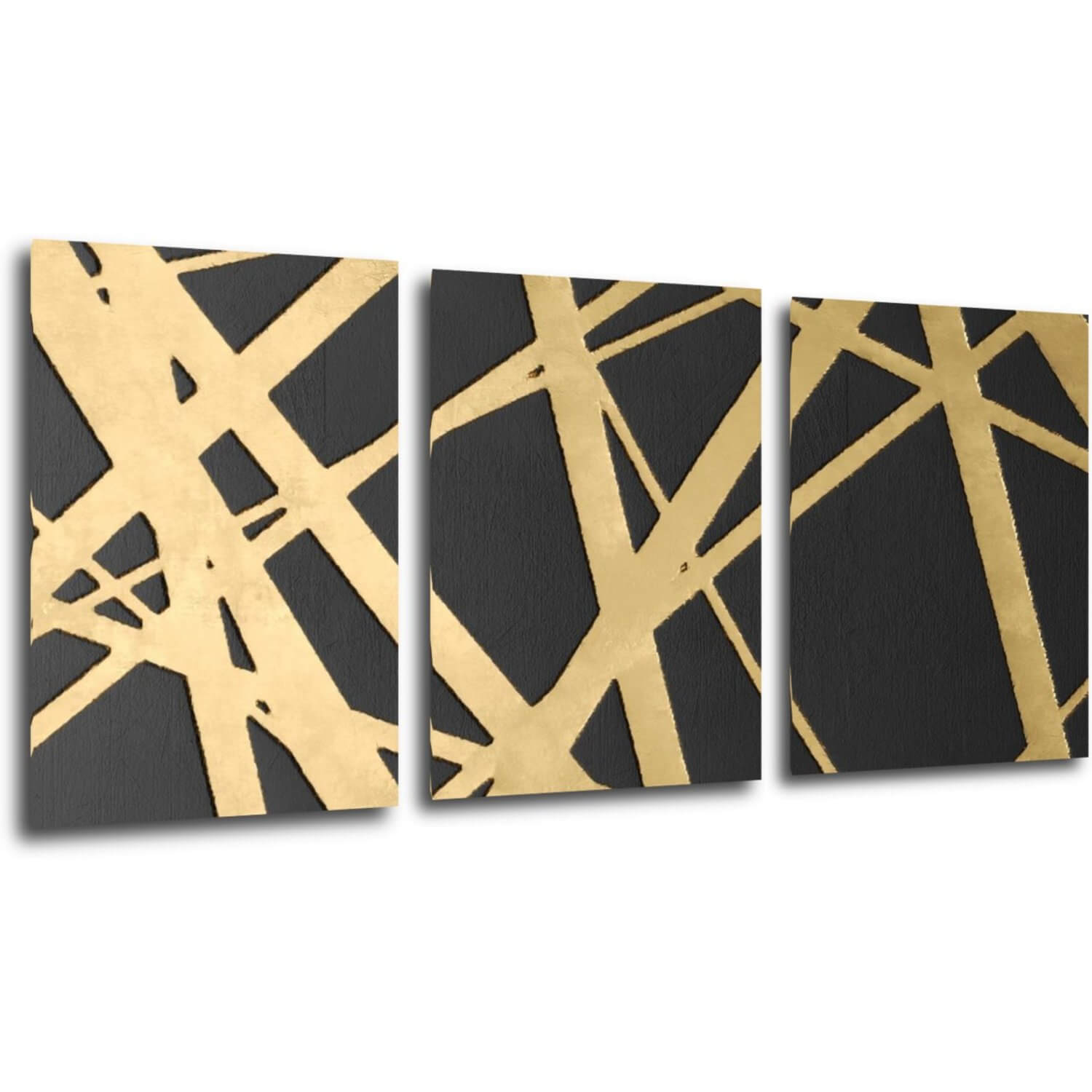 Obraz Abstract golden lines - 150 x 70 cm (3-częściowy)