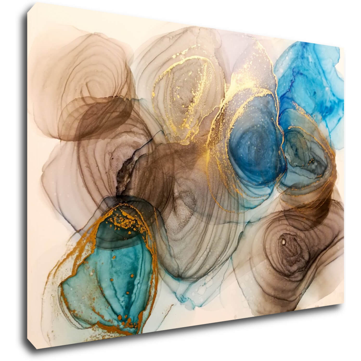 Obraz Abstract blue and gold - 70 x 50 cm