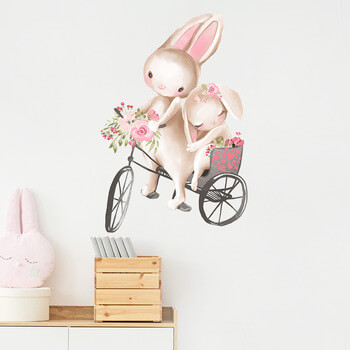 Naklejka do pokoju dziecięcego Bunnies on a Bike