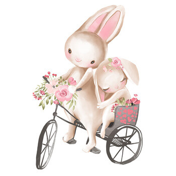 Naklejka do pokoju dziecięcego Bunnies on a Bike